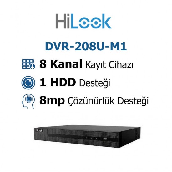 Hilook DVR-208U-M1 8MP hibrit DVR kayıt cihazı ultra HD güvenlik sistemi 8 kanal